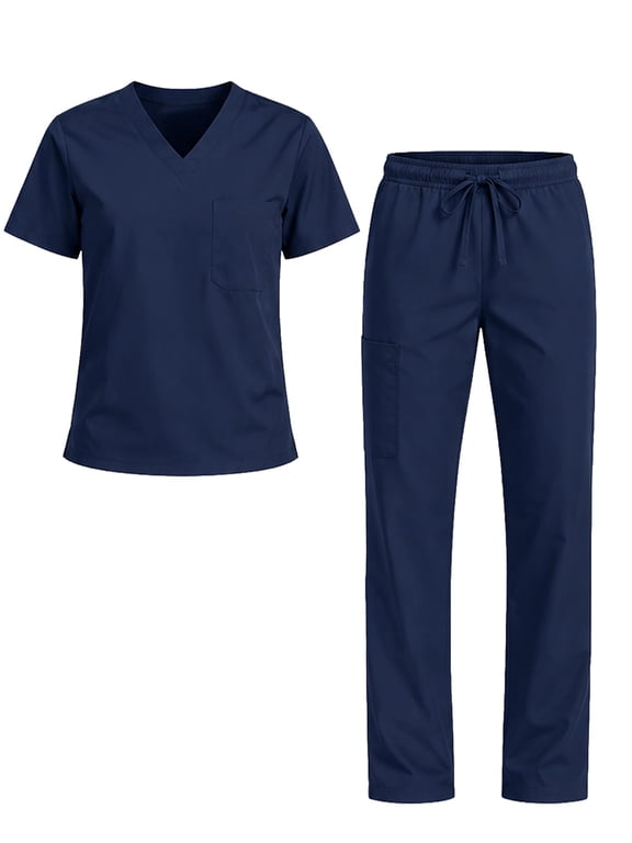 Scrub Sets for Men & Women – Unisex Scrub Tops & Scrub Pants, Medical V-Neck Nursing Uniform with 6 Pockets
