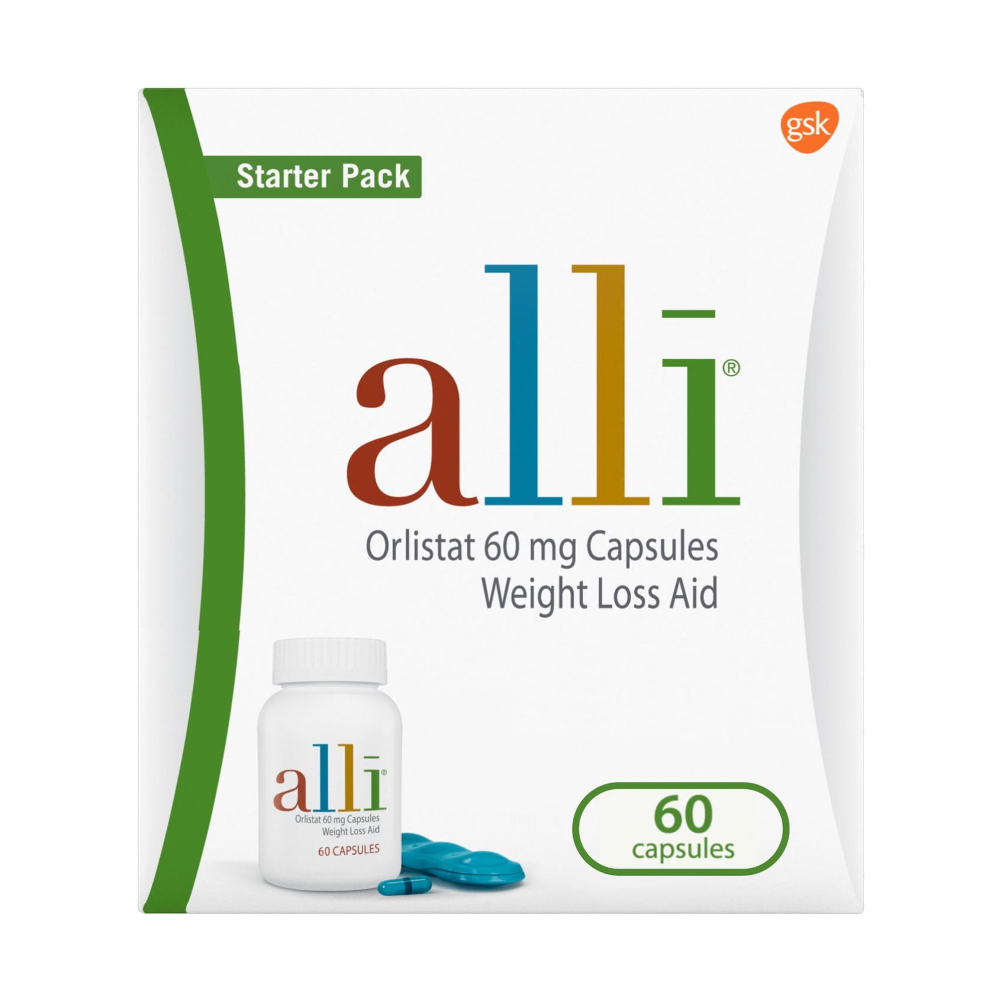 alli Diet Weight Loss Supplement Pills, Orlistat 60mg Capsules Starter