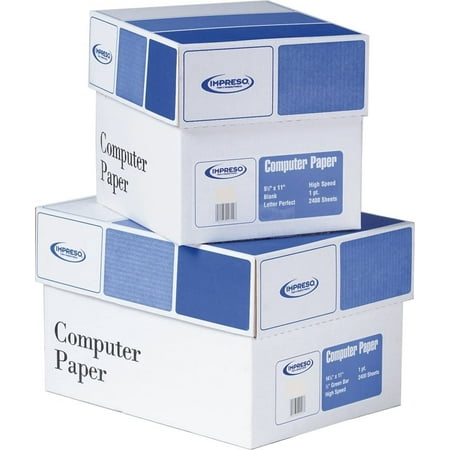 Alliance 14 7/8" x 11" Premium 3 Part Carbonless Computer Paper 1/2" Green Bar, 15#, 1200 Sheets