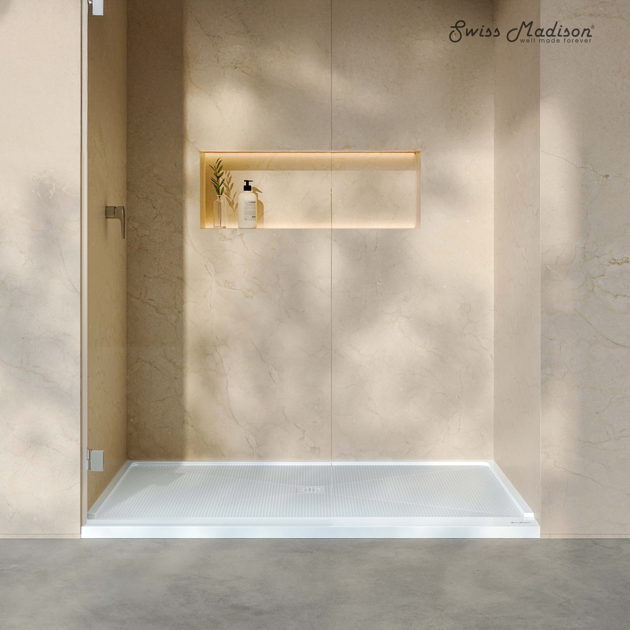 Alliance 64 x 36 ADA Shower Pan Base with Center Drain in Glossy White