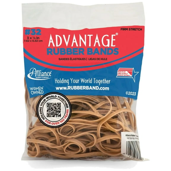 Alliance Advantage #32 3 x 1/8 Firm Stretch Rubber Bands - 175 Count Bag - 1 Pack