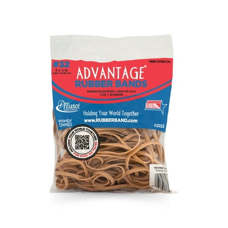 Alliance Advantage Rubber Bands 2632A, Size 32 (3" x 1/8"), 2 oz Bag of Approx. 88 Bands, Natural