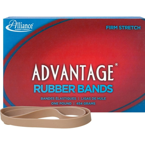 Alliance Advantage Rubber Bands, Size 107 (7" x 5/8"), Approx. 40 Bands per 1 lb Box, Crepe, 27075