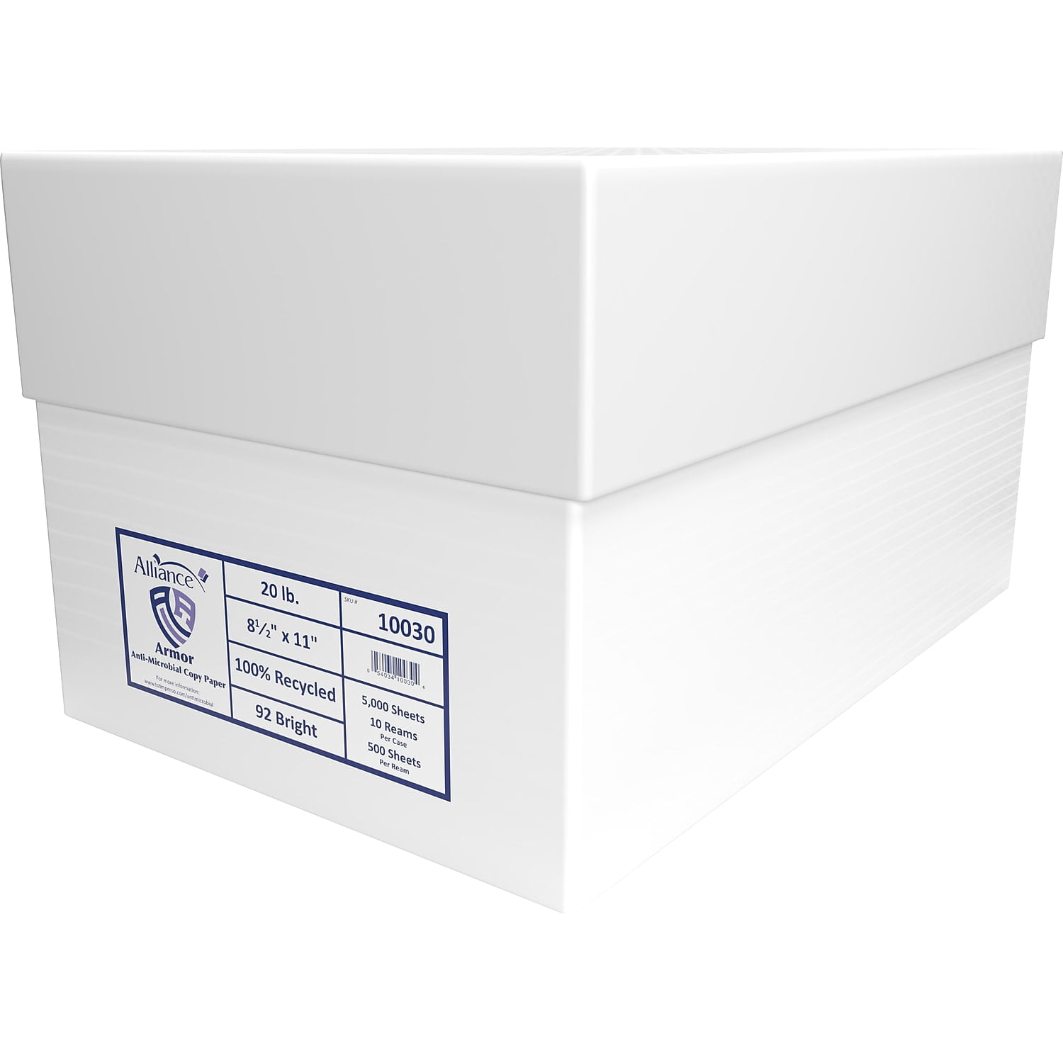 Alliance Antimicrobial Copy Paper 8.5” x 11” 20 lb., 92 Bright -5,000 Sheets