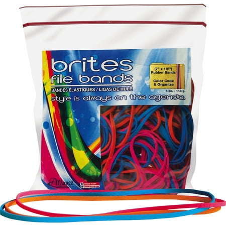 Alliance Brites File Bands Assorted Sizes & Colors 4oz Resealable Bag - Pack of 1