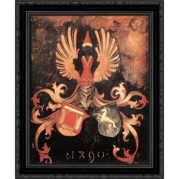 Alliance Coat of Arms of the D?rer and Holper Families 20x23 Black Ornate Wood Framed Canvas Art by Durer, Albrecht