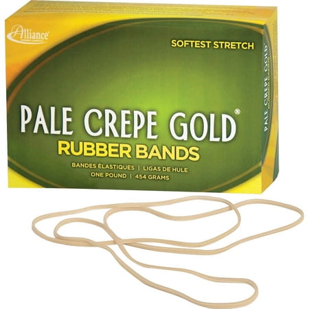 Alliance Rubber 21405 Pale Crepe Gold Rubber Bands Size #117B 300 Count 1 lb Box