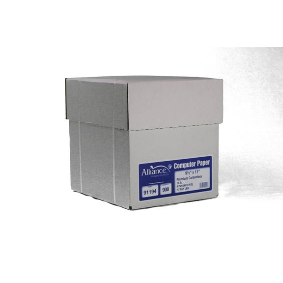 Alliance Premium Carbonless Computer Paper, 9-1/2x11" Blank L&R Perf., 4 Pt White/Canary/Pink/Goldenrod, 15lb, 900/Ctn