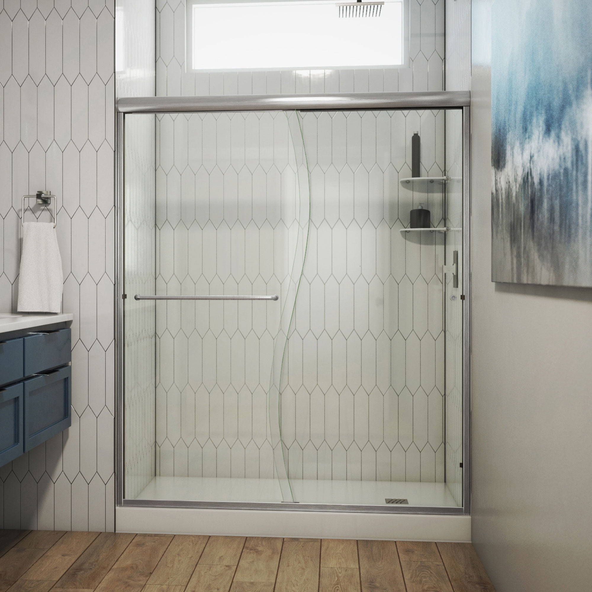 Alliance Pro 60 in. Brushed Nickel Semi-Frameless Sliding Shower Door with Clear Glass