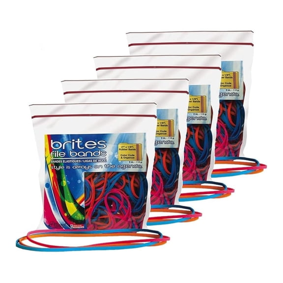 Alliance Rubber 07800 Non-Latex Brites File Bands, Colored Elastic Bands, 200-Count (7" x 1/8", Assorted Bright Colors in Resealable Bag)