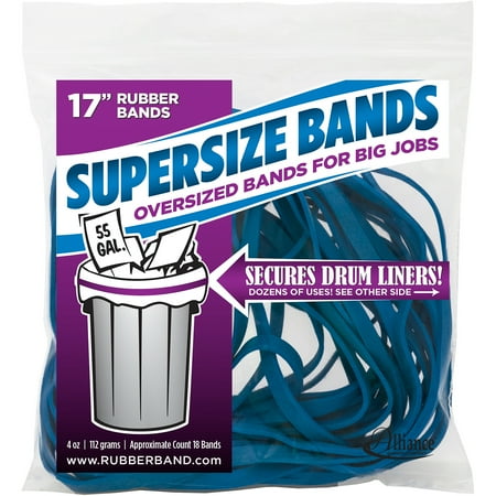 Alliance Rubber SuperSize Bands - Large 17 Inch Heavy Duty Latex Rubber Bands - Blue - 4 Ounce Resealable Bag