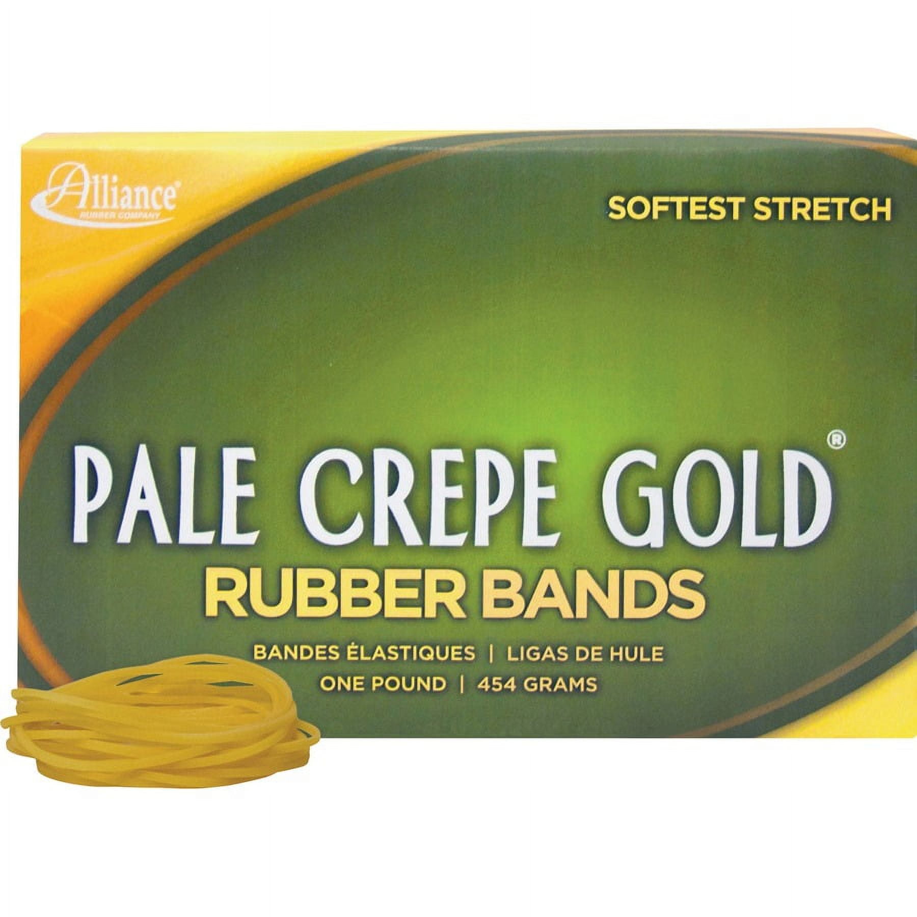 Alliance Rubber 20165 Pale Crepe Gold Rubber Bands - Size #16 - Approx. 2675 Bands - 2 1/2