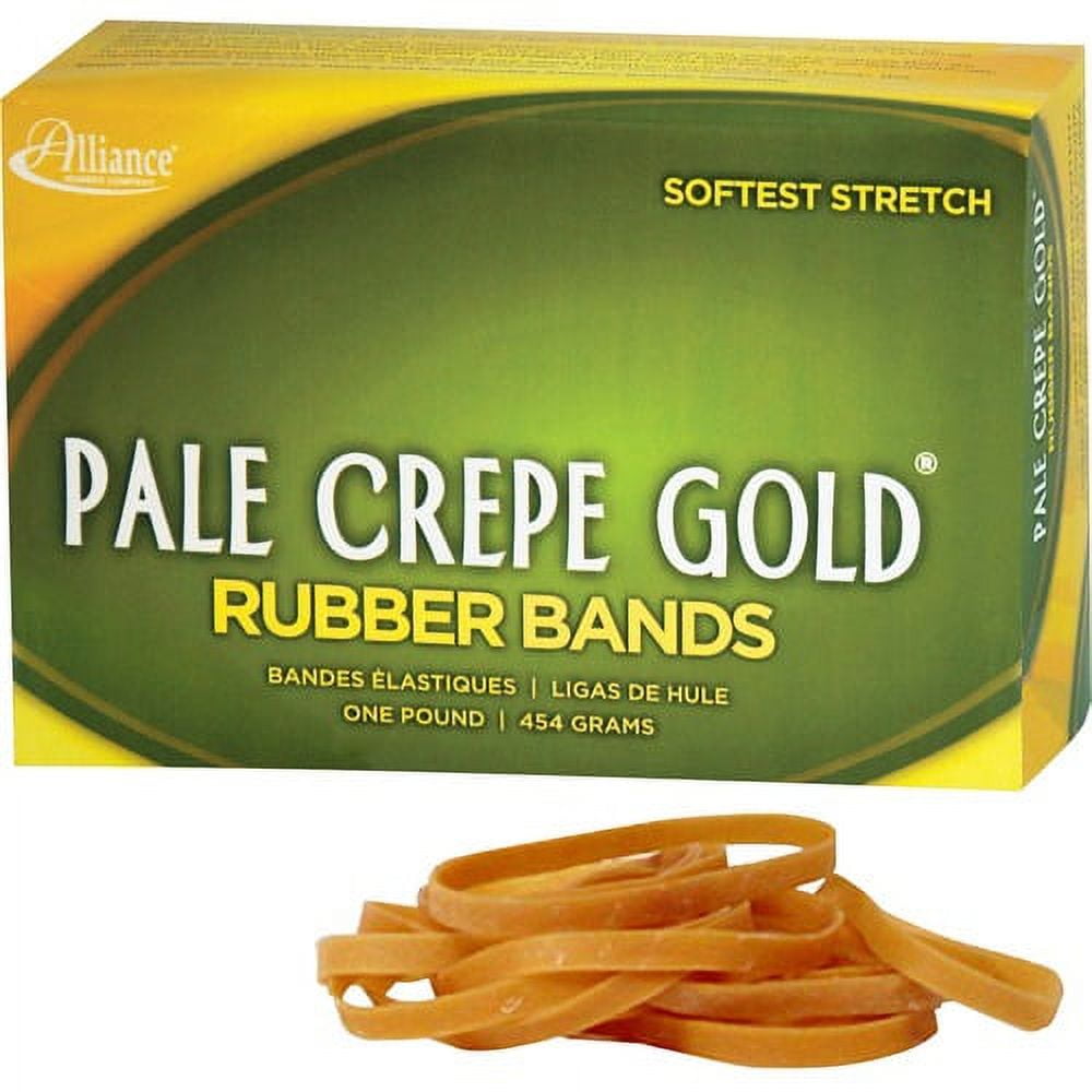 Alliance Rubber 20185 Pale Crepe Gold Rubber Bands - Size #18 - Approx. 2205 Bands - 3 Alliance Rubber 20185 Pale Crepe Gold Rubber Bands - Size #18 - Approx. 2205 Bands - 3