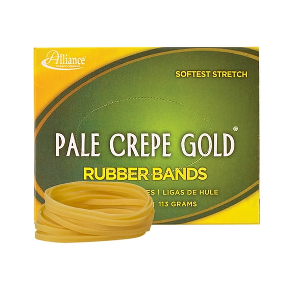 Alliance Rubber 20329 Pale Crepe Gold Rubber Bands Size #32, 1/4 lb Box Contains Approx. 275 Bands (3" x 1/8", Golden Crepe)