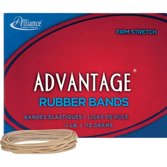 Alliance Rubber 26199 Advantage Rubber Bands - Size #19 - Approx. 312 Bands - 3 1/2" x 1/16" - Natural Crepe - 1/4 lb Box | Bundle of 5