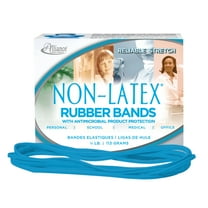 Alliance Rubber 42179 Non-Latex Rubber Bands with Antimicrobial Protection - Size #117B 1/4 lb. box contains approx. 63 bands - 7" x 1/8" - Cyan blue