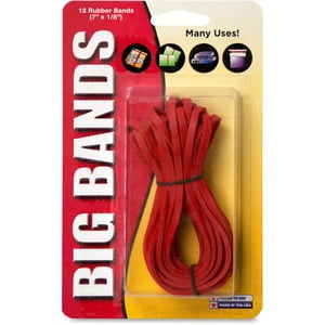 BIG BANDS Alliance Rubber Big Rubber Bands 12 Pack 7-Inch x 1/8-Inch Red 00700