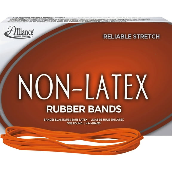 Alliance Rubber Non-Latex Rubber Bands, #117B (7" x 1/8"), Approx 250 per 1 lb Box, Orange, 37176