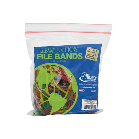 Alliance Rubber 509906 Reusable Solutions File Bands, Size 117b, Assorted Colors, 50/pack