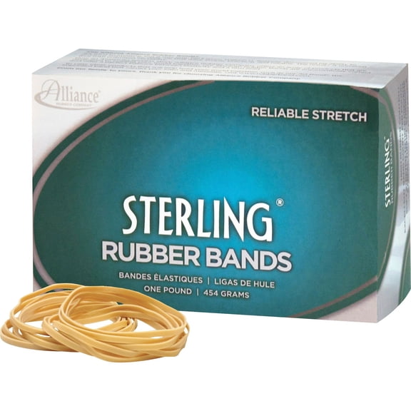 Alliance Sterling Rubber Bands, #33 (3 1/2" x 1/8"), 1lb. Box, Natural Crepe