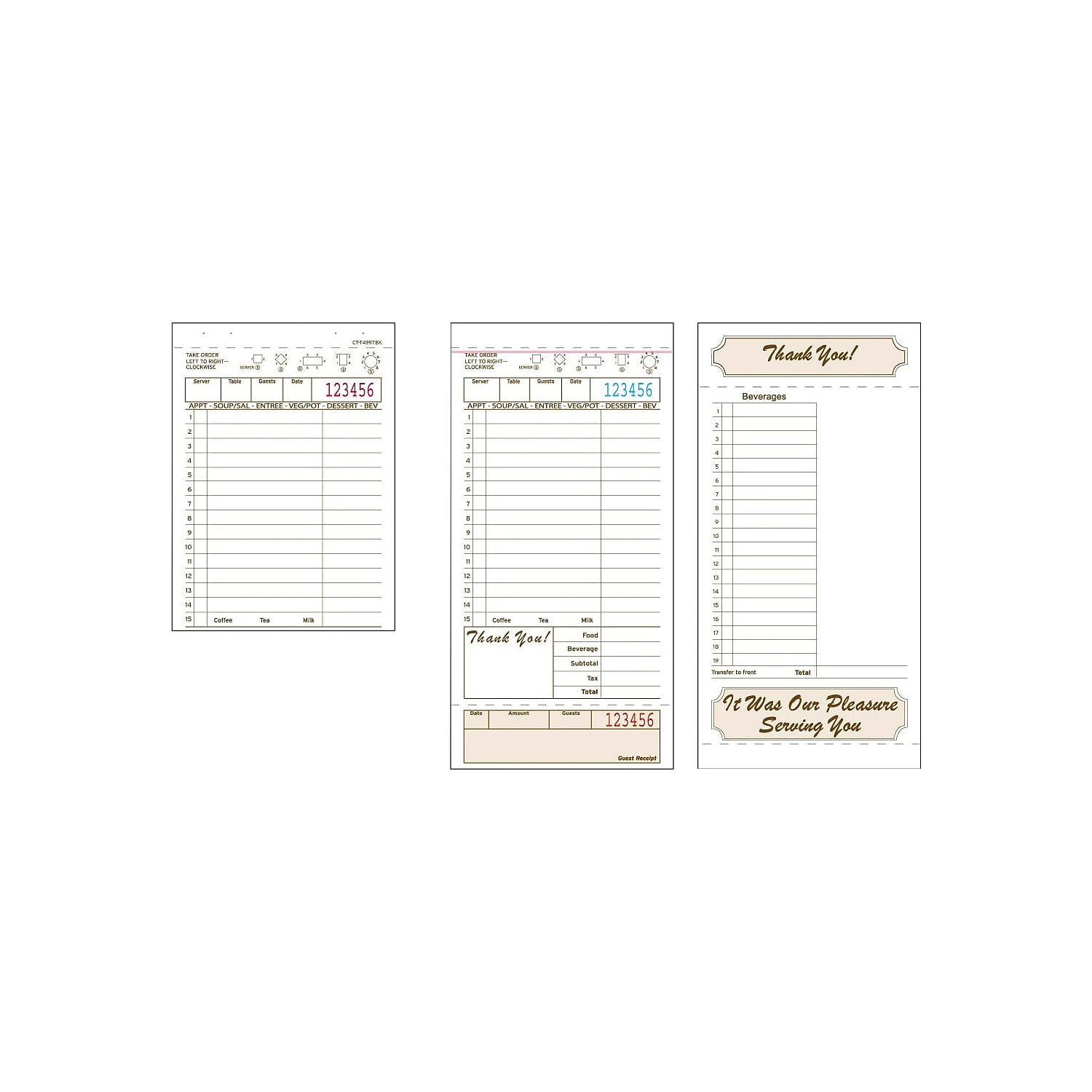 Alliance T4997SP 2part Carbonless Tan 15 Line Guest Checks Case of 2000 499703