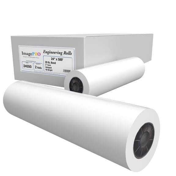Alliance Wide Format Paper 24" x 500' Bond Engineering W/Image Pro 20lb | 92 Bright | 2 Rolls | 3" Core