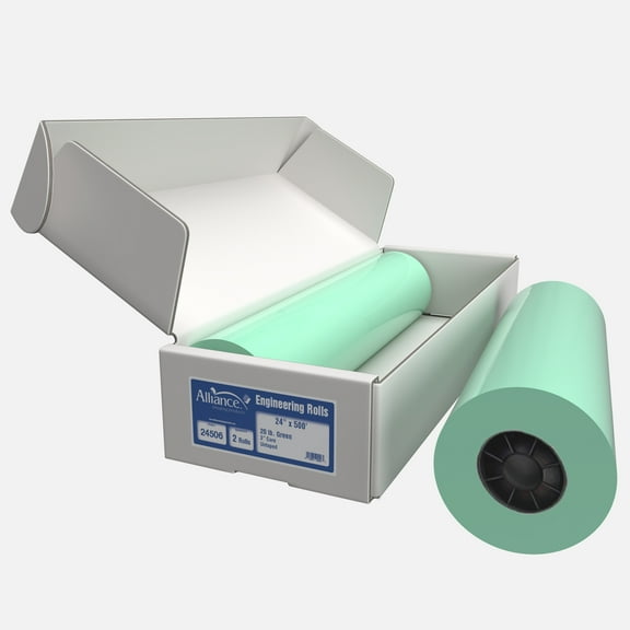 Alliance Wide Format Paper 24" x 500' Green Bond Engineering 20lb | 92 Bright | 2 Rolls | 3" Core