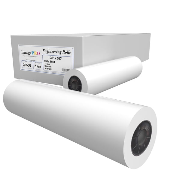 Alliance Wide Format Paper 30" x 500' Bond Engineering W/Image Pro 20lb | 92 Bright | 2 Rolls | 3" Core