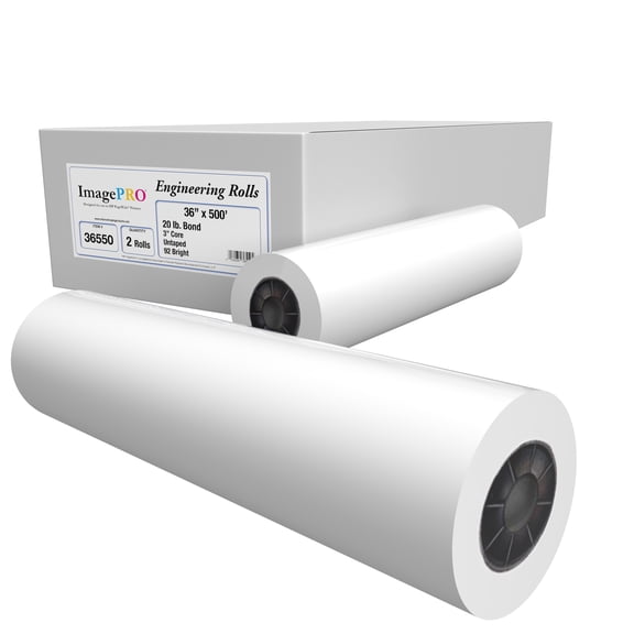 Alliance Wide Format Paper 36" x 500' Bond Engineering W/Image Pro 24lb | 92 Bright | 2 Rolls | 3" Core