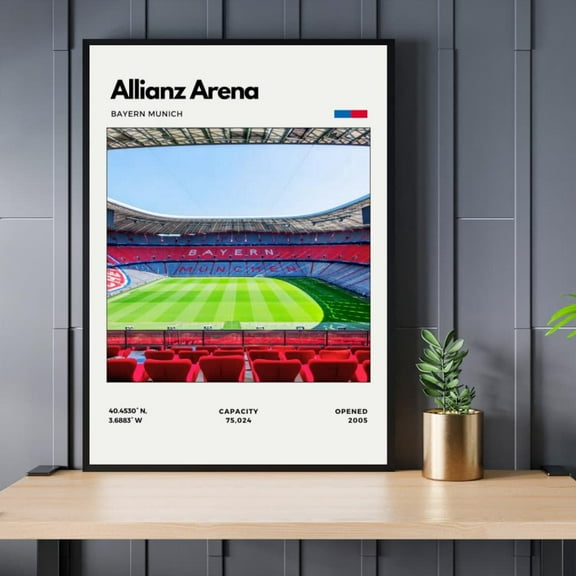 Allianz Arena Print - Home of Bayern Munich, Unframed Poster Size 8x12