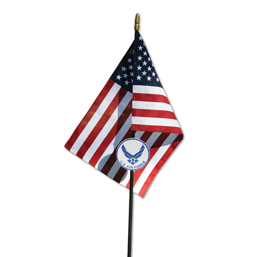 Allied Air Force Wings Veteran Grave Marker With 30 Inch Tall American Cemetery Flag
