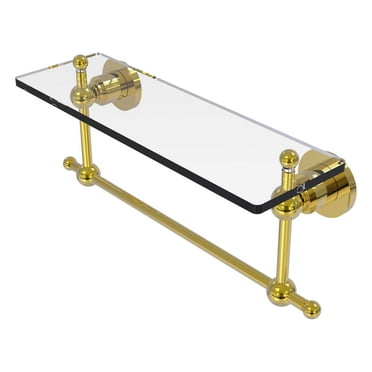 Allied Brass Astor Place Glass Shelf with Towel Bar Polished Brass / 16''
