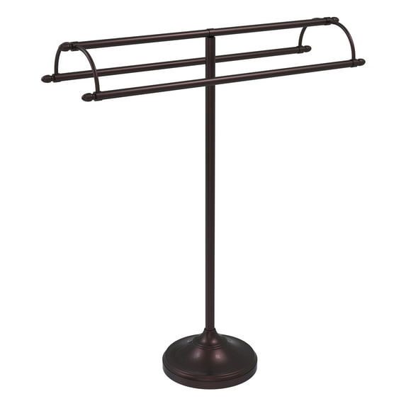 Allied Brass Black, Chrome, Nickel, Brass, Bronze, Copper, Pewter Brass Free Standing Double Arm Towel Holder Antique, Bronze Finish