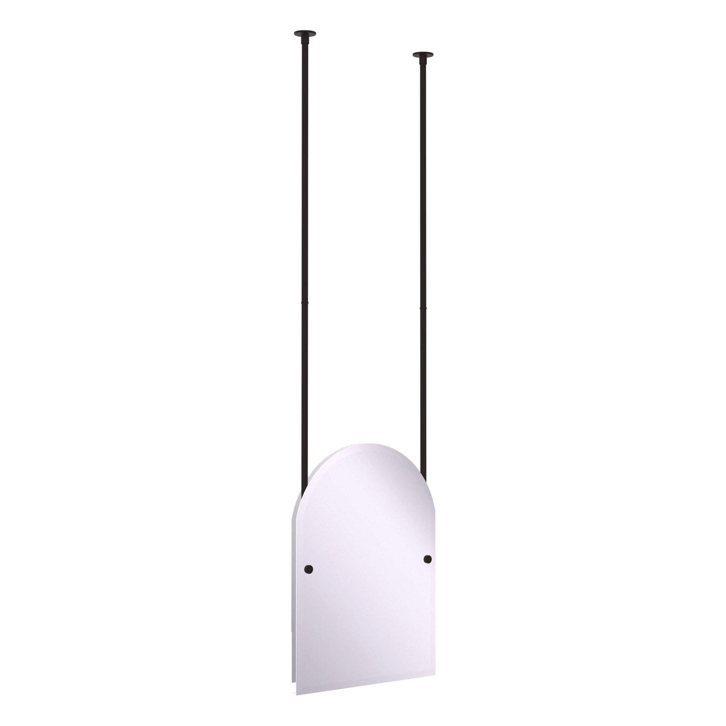 Oval Frameless Arched Top Ceiling Hung Mirror, Oil Rubbed Bronze