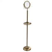 Allied Brass DMF-3/5X-BBR Floor Standing Make-Up Mirror 8 Inch Diameter with 5X Magnification and Shaving Tray, Brushed Bronze