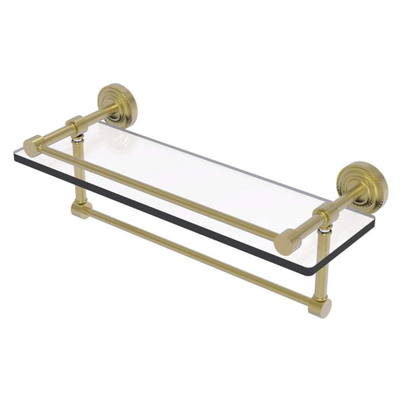 Allied Brass DT-1TB/16-GAL-SBR Dottingham 16 Inch Gallery Glass Shelf with Towel Bar, Satin Brass
