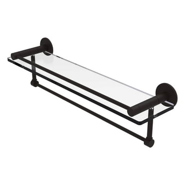 Allied Brass FR-1/22GTB-ORB Fresno Collection 22 Inch Glass Shelf with Vanity Rail and Integrated Towel Bar, Oil Rubbed Bronze