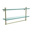 thumbnail image 1 of Allied Brass FT-2/22TB-SBR Foxtrot Collection 22 Inch Two Tiered Glass Shelf with Integrated Towel Bar, Satin Brass, 1 of 11