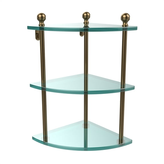 Allied Brass MA-6-BBR Mambo Collection 3 Tier Corner Glass Shelf, Brushed Bronze