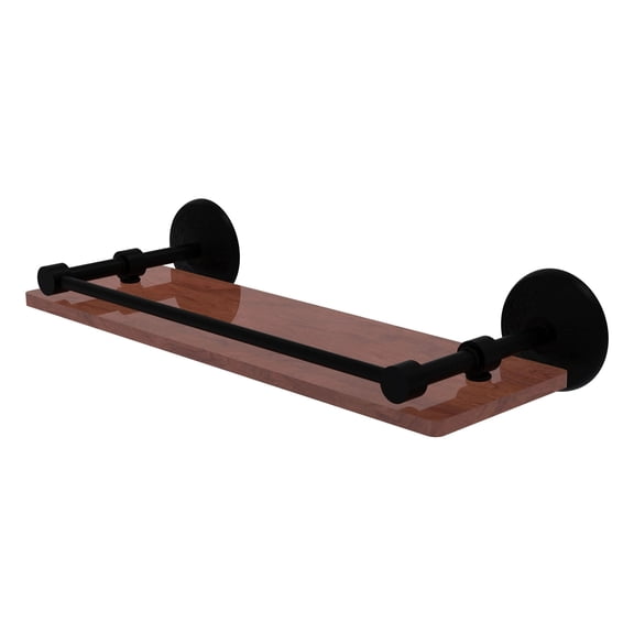 Allied Brass MC-1-16-GAL-IRW-BKM Monte Carlo Collection 16 Inch Solid IPE Ironwood Shelf with Gallery Rail, Matte Black