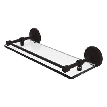 Allied Brass MC-1/16-GAL-ORB Monte Carlo 16 Inch Tempered Glass Shelf with Gallery Rail, Oil Rubbed Bronze