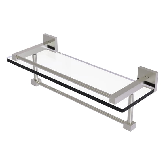 Allied Brass - Montero 16'' Gallery Glass Shelf with Towel Bar in Satin Nickel