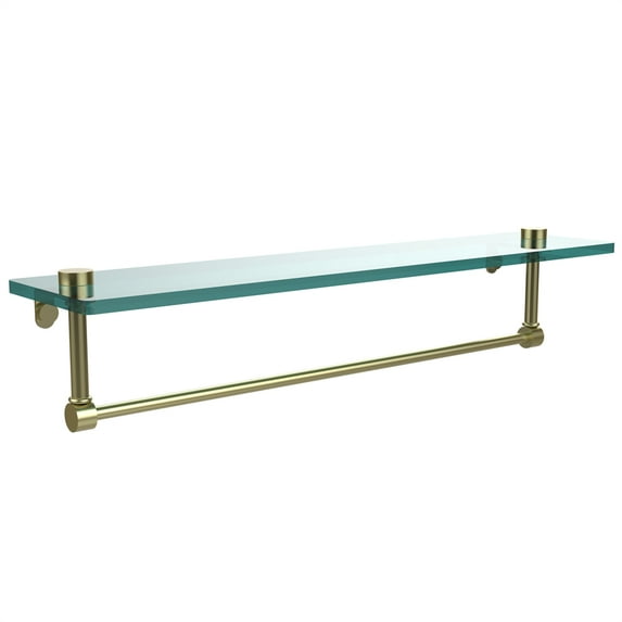 Allied Brass NS-1/22TB-SBR 22 Inch Glass Vanity Shelf with Integrated Towel Bar, Satin Brass