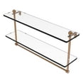 thumbnail image 1 of Allied Brass PR-2/22TB-BBR 22 Inch Two Tiered Glass Shelf with Integrated Towel Bar, Brushed Bronze, 1 of 11