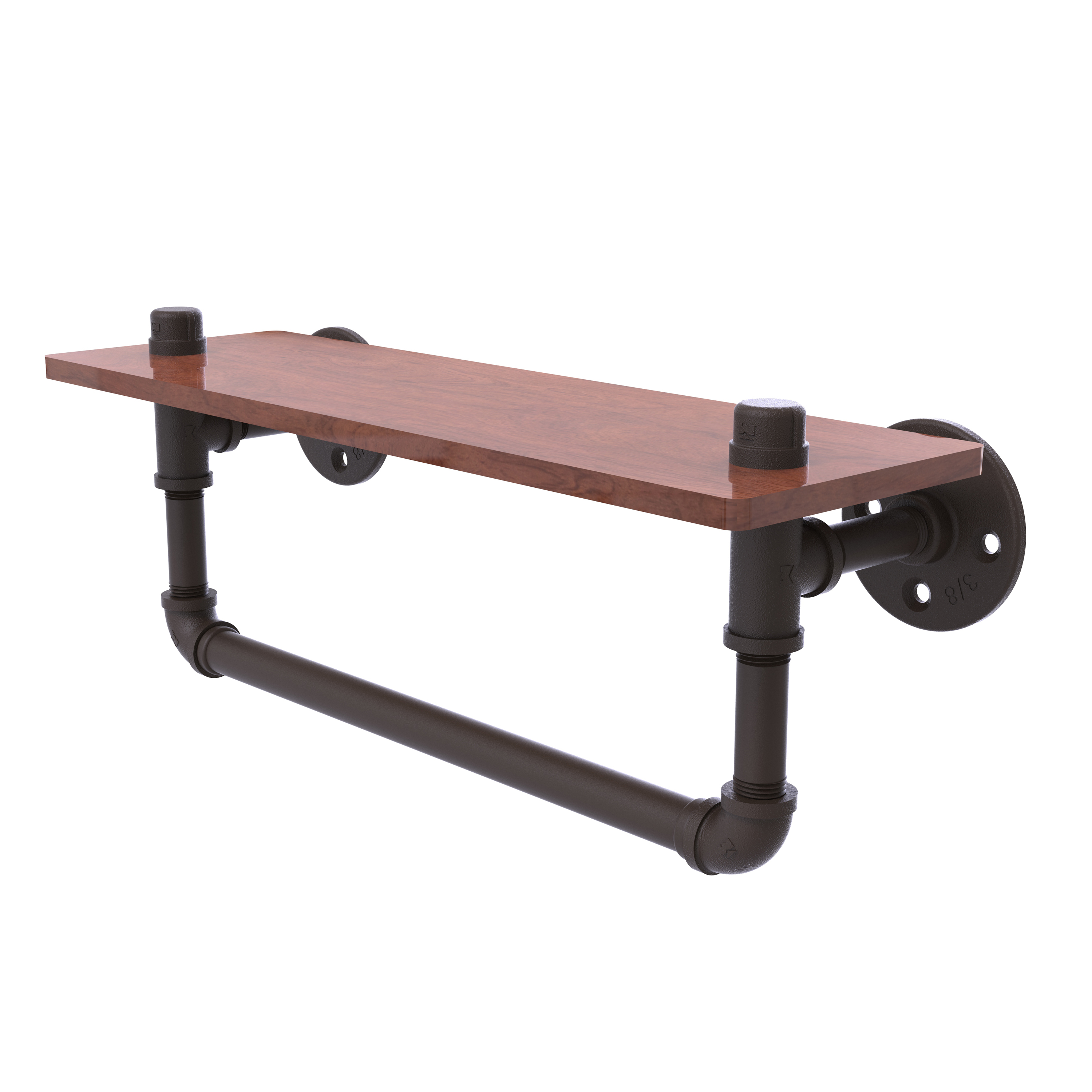 Allied Brass - Pipeline 16'' Ironwood Shelf with Towel Bar in Oil Rubbed Bronze - image 1 of 7