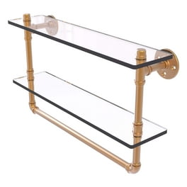 Pipeline Collection 22 in. Glass Shelf with Towel Bar in Oil Rubbed Bronze Pipeline Collection 22 in. Glass Shelf with Towel Bar in Oil Rubbed Bronze