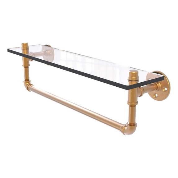 Allied Brass - Pipeline 22'' Glass Shelf with Towel Bar in Brushed Bronze