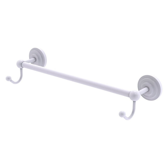 Allied Brass Prestige Que New 36'' Towel Bar with Integrated Hooks in Matte White