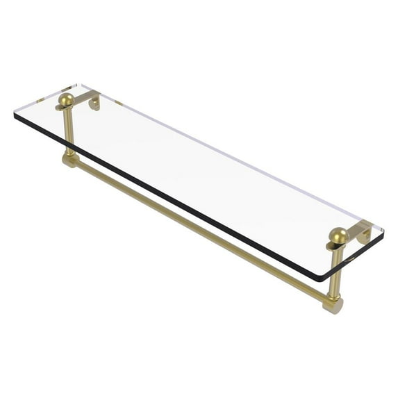 Allied Brass RC-1/22TB-SBR 22 Inch Glass Vanity Shelf with Integrated Towel Bar, Satin Brass