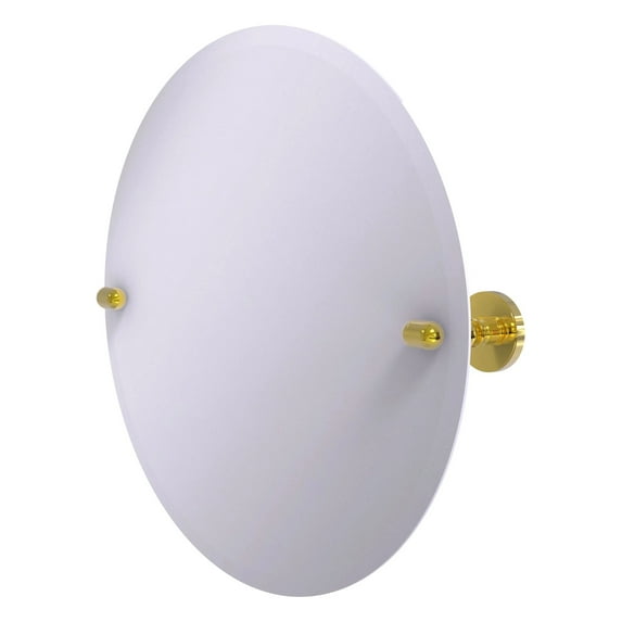 Allied Brass TA-90 Frameless Round Tilt Beveled Edge Wall Mirror, Polished Brass